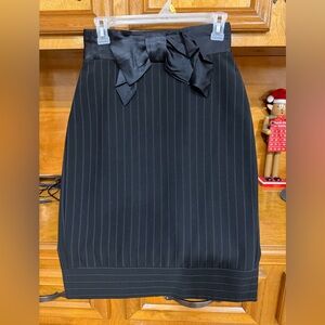 bebe Black Pinstripe Pencil Skirt with Bow